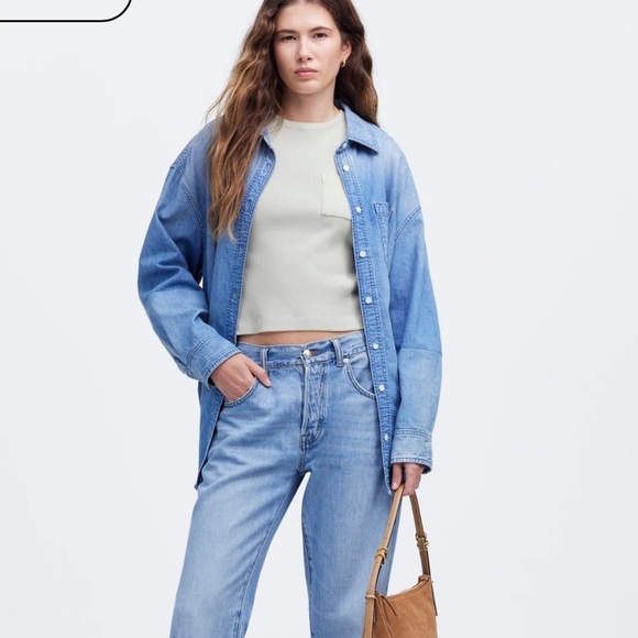 Madewell vintage ivory Garment-Dyed Ribbed Crewneck Pocket Tee - Picture 2 of 5